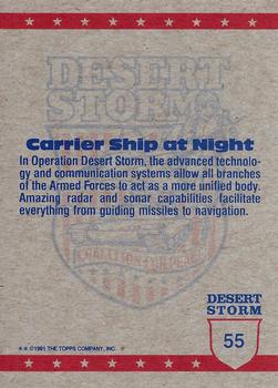 1991 Topps Desert Storm #55 Carrier Ship at Night Back