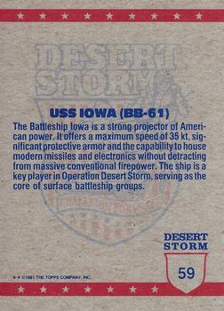 1991 Topps Desert Storm #59 USS Iowa Back