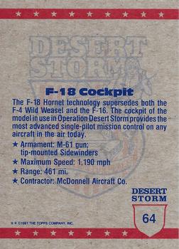 1991 Topps Desert Storm #64 F-18 Cockpit Back
