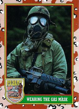 1991 Topps Desert Storm #76 Wearing the Gas Mask Front