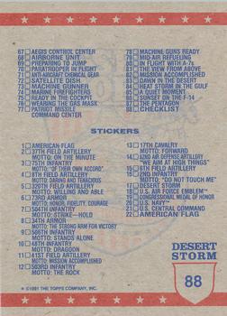 1991 Topps Desert Storm #88 Checklist: 1-88 and Stickers 1-22 Back