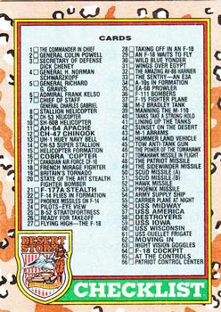 1991 Topps Desert Storm #88 Checklist: 1-88 and Stickers 1-22 Front
