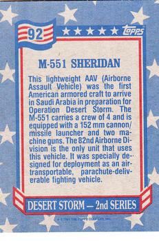 1991 Topps Desert Storm #92 M-551 Sheridan Back