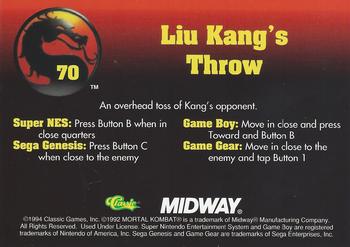 1994 Classic Mortal Kombat Series 1 #70 Liu Kang's Throw Back