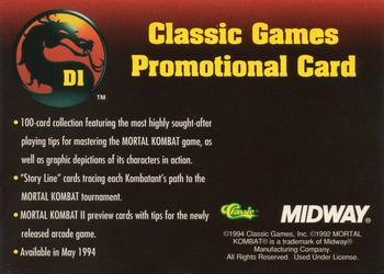 1994 Classic Mortal Kombat Series 1 #D1 Sonya Blade Back