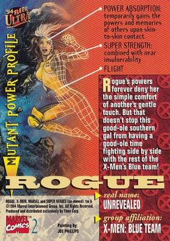 1994 Ultra X-Men #2 Rogue Back