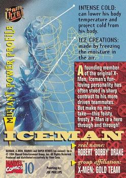 1994 Ultra X-Men #10 Iceman Back