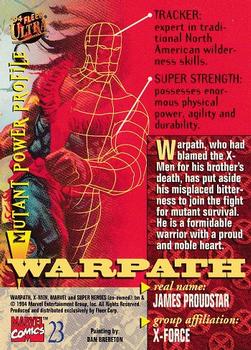 1994 Ultra X-Men #23 Warpath Back