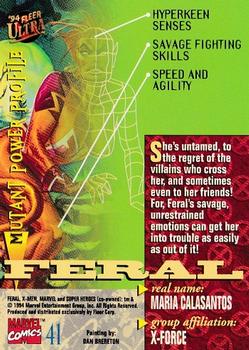 1994 Ultra X-Men #41 Feral Back
