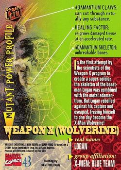 1994 Ultra X-Men #43 Weapon X Back