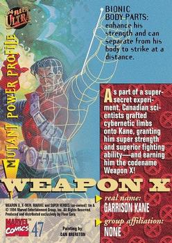 1994 Ultra X-Men #47 Weapon X Back