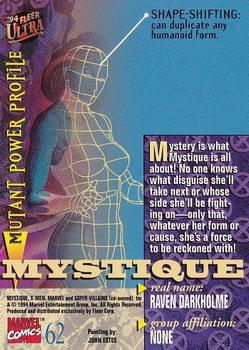 1994 Ultra X-Men #62 Mystique Back