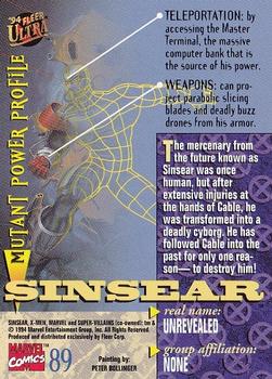 1994 Ultra X-Men #89 Sinsear Back