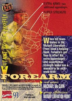 1994 Ultra X-Men #93 Forearm Back