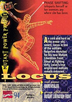 1994 Ultra X-Men #94 Locus Back