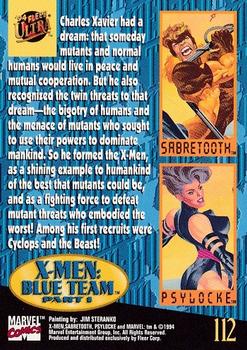 1994 Ultra X-Men #112 Psylocke, Sabretooth Back