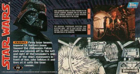 1995 Topps Widevision Star Wars #79 Int. Millennium Falcon - Solo's Gunport Back