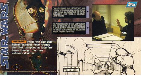 1995 Topps Widevision Star Wars #5 Int. Rebel Blockade Runner - Main Hallway Back