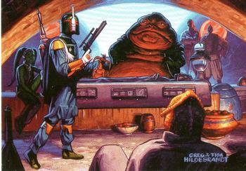 1996 Topps Star Wars Shadows of the Empire #94 At Last, Fett Delivers Han to Jabba Front