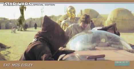 1997 Topps Widevision The Star Wars Trilogy Special Edition #17 Jawa Looks at Speeder Front