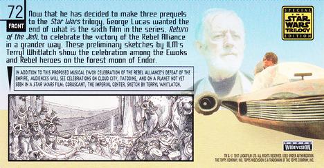 1997 Topps Widevision The Star Wars Trilogy Special Edition #72 Ewok Celebration Sketch Back