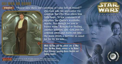 1999 Topps Widevision Star Wars: Episode I #27 Obi-Wan On Board Back