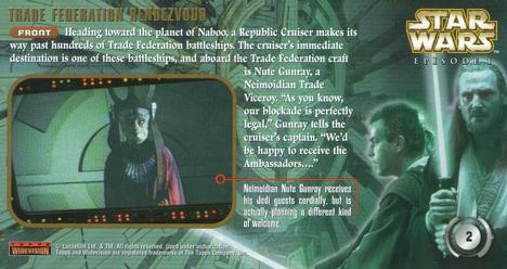 1999 Topps Widevision Star Wars: Episode I #2 Trade Federation Rendezvous Back