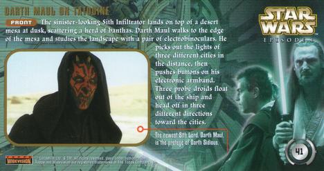 1999 Topps Widevision Star Wars: Episode I #41 Darth Maul on Tatooine Back