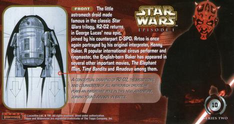 1999 Topps Widevision Star Wars: Episode I Series 2 #10 R2-D2 Back