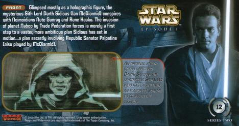 1999 Topps Widevision Star Wars: Episode I Series 2 #12 Darth Sidious Back