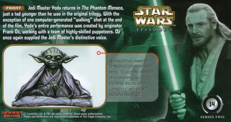 1999 Topps Widevision Star Wars: Episode I Series 2 #14 Yoda Back