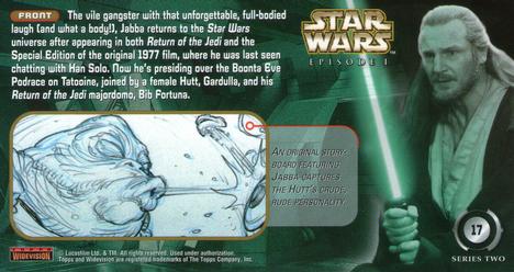 1999 Topps Widevision Star Wars: Episode I Series 2 #17 Jabba The Hutt Back