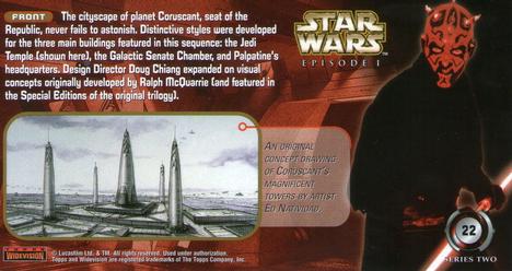1999 Topps Widevision Star Wars: Episode I Series 2 #22 Coruscant Back