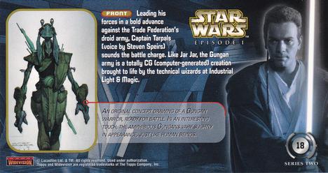 1999 Topps Widevision Star Wars: Episode I Series 2 #18 Captain Tarpals And The Gungan Warriors Back