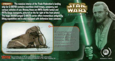 1999 Topps Widevision Star Wars: Episode I Series 2 #23 Landing Ship Interior Back