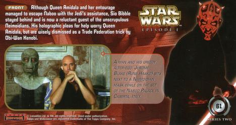 1999 Topps Widevision Star Wars: Episode I Series 2 #61 Hostage To Their Will Back