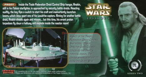 1999 Topps Widevision Star Wars: Episode I Series 2 #71 Droid Control Ship Crisis Back