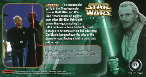 1999 Topps Widevision Star Wars: Episode I Series 2 #77 Dueling With Darth Maul Back