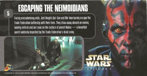 2000 Topps 3Di Star Wars: Episode I #5 Escaping the Neimoidians Back