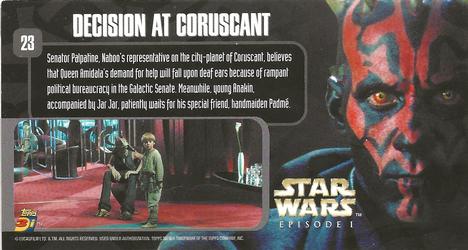 2000 Topps 3Di Star Wars: Episode I #23 Decision at Coruscant Back