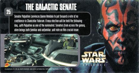 2000 Topps 3Di Star Wars: Episode I #25 The Galactic Senate Back