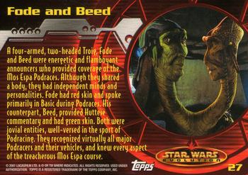 2001 Topps Star Wars Evolution #27 Fode and Beed Back