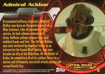 2001 Topps Star Wars Evolution #3 Admiral Ackbar Back