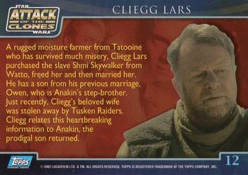 2002 Topps Star Wars: Attack of the Clones #12 Cliegg Lars Back