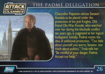 2002 Topps Star Wars: Attack of the Clones #26 The Padme Delegation Back
