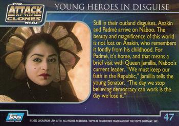 2002 Topps Star Wars: Attack of the Clones #47 Young Heroes In Disguise Back