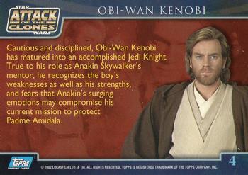 2002 Topps Star Wars: Attack of the Clones #4 Obi-Wan Kenobi Back