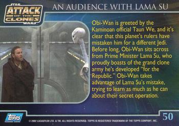 2002 Topps Star Wars: Attack of the Clones #50 An Audience With Lama Su Back