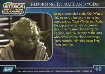 2002 Topps Star Wars: Attack of the Clones #60 Reporting To Mace And Yoda Back