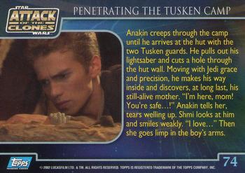 2002 Topps Star Wars: Attack of the Clones #74 Penetrating The Tusken Camp Back
